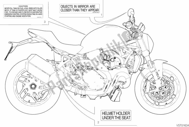 All parts for the Positioning Plates of the Ducati Monster 1200 USA 2020